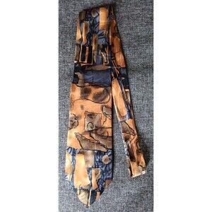 Tie 70s 80s 90s Y2K Mens Cocktail Colors Gold Blue Tuape 3.75 Wide 59 Long